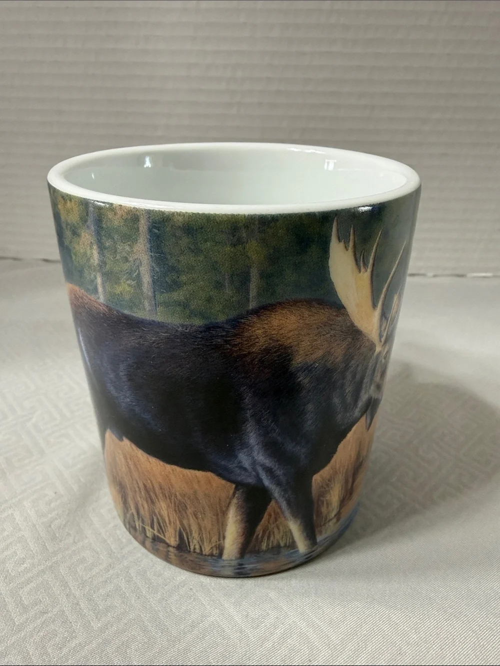 Reflective Art “The Monarch” Wildlife Moose Porcelain Coffee Mug Green & Brown